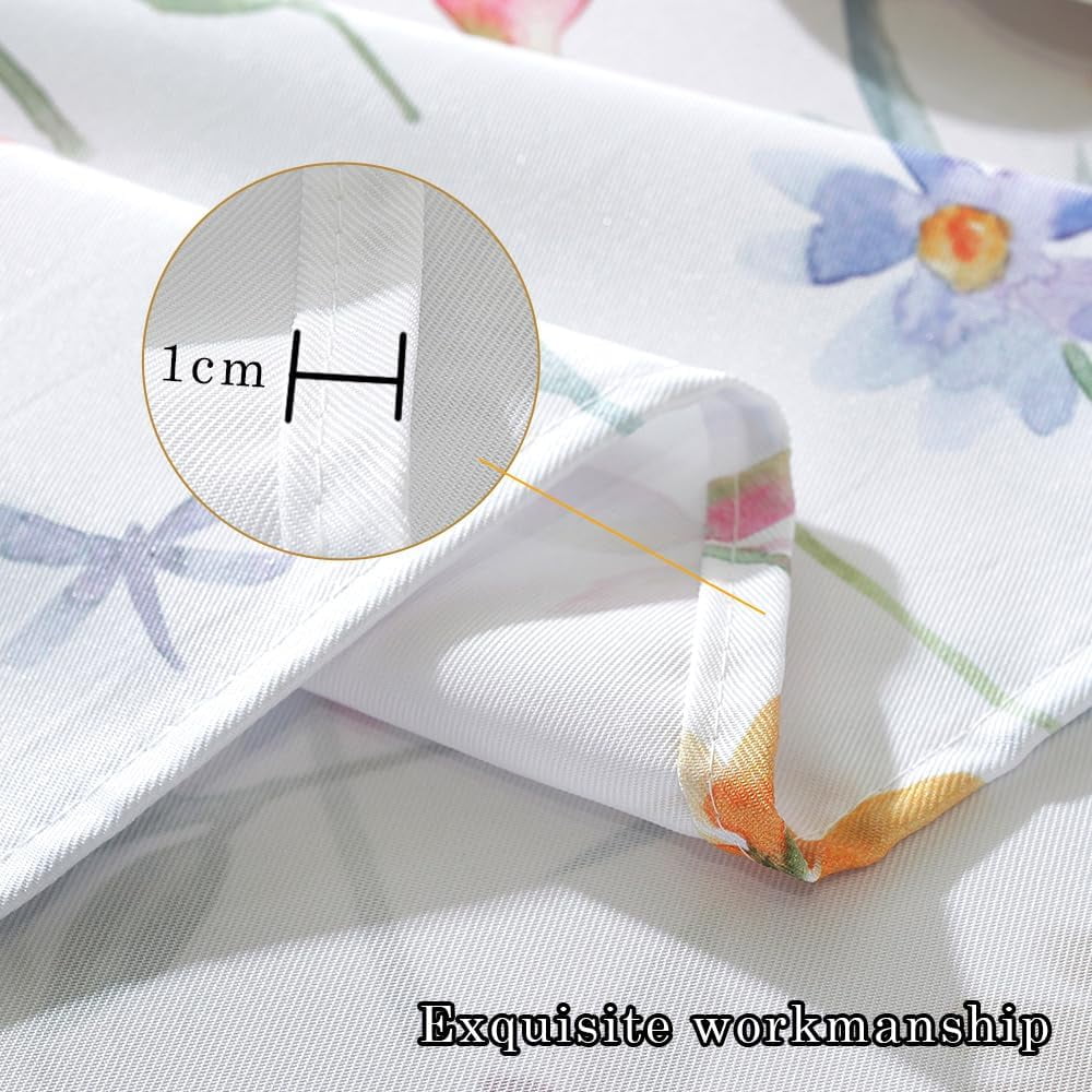 Spring Summer Outdoor Tablecloths With Umbrella Hole,Zipper Rectangle 52x70 Inch, Washable Reusable Watercolor Floral Table Cloth, Spill Proof Pastel Flower Fabric Table Cover For Picnic Party Patio