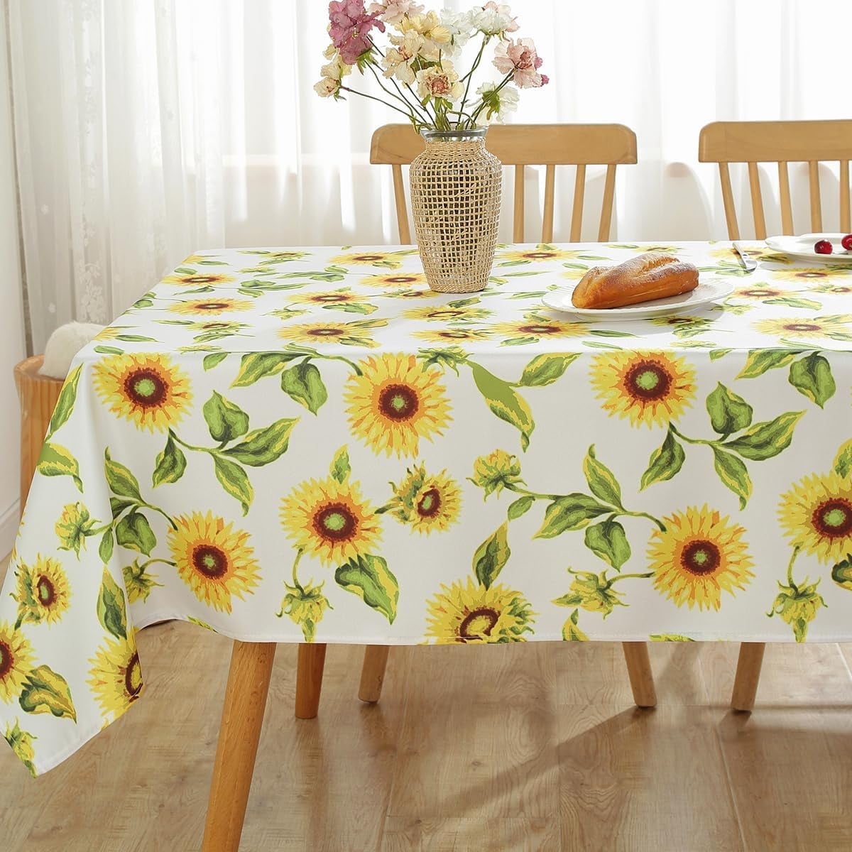 Summer Tablecloths Rectangle 52x70 Inch, Washable Reusable Lemon Tropical Hawiian Table Cloth, Spill Proof Hawaii Fabric Decoration for Luau Picnic Beach Party Outdoor