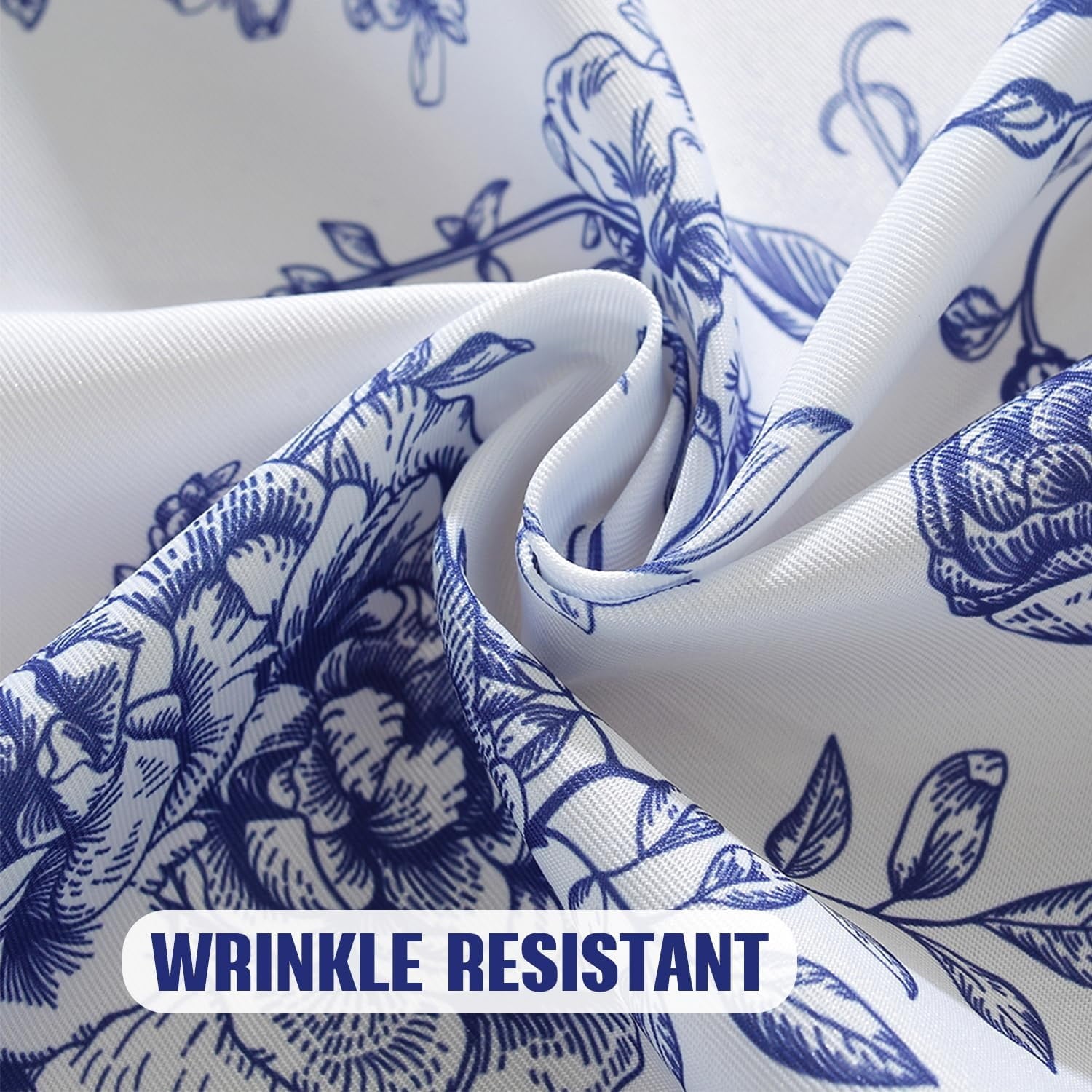 Rectangle Tablecloth with Umbrella Hole and Zipper, Spill Proof Wrinkle Free Table Cloth, Washable Polyester Patio Table Cover for Outdoor Picnic BBQS(Blue and White,52 x 70 Inch)