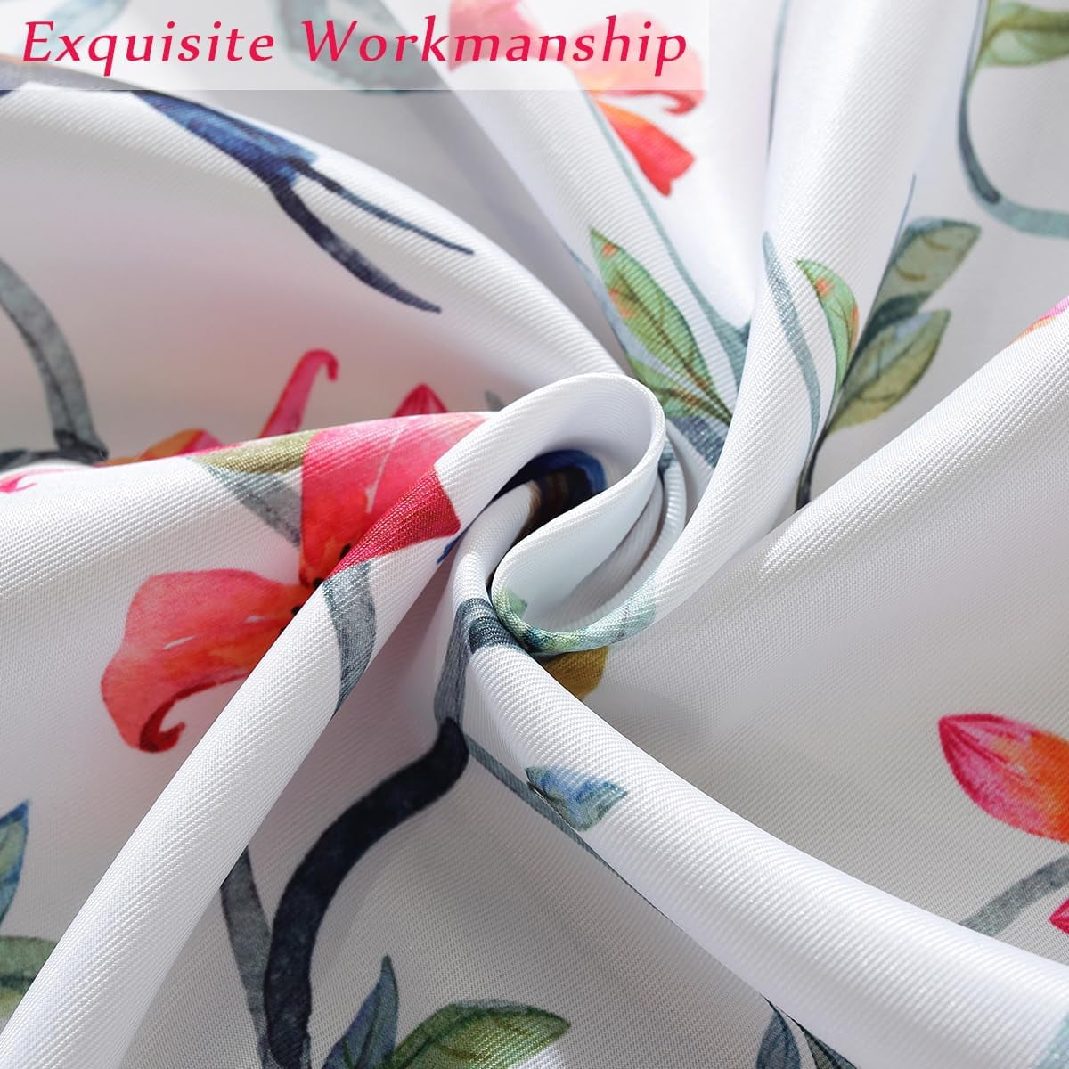 SASTYBALE Spring Summer Tablecloth for Rectangle Tables, Vibrant Floral Table Cloth with Birds & Branches, Stain Resistant Table Cover for Spring Summer Picnic Outdoor Decor (Rectangle, 52" x 70")