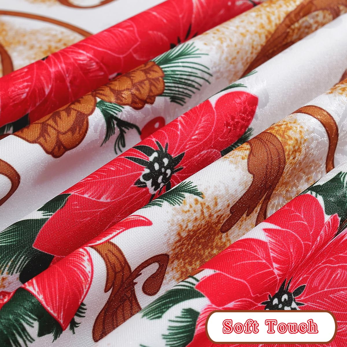 SASTYBALE Christmas Tablecloth Rectangle,Jacquard Fabric Christmas Table Cloth with Poinsettia Flowers, Spillproof Table Cover for Winter Holiday Dinner Decor