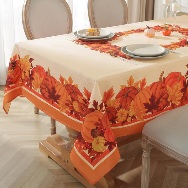 SASTYBALE Pumpkin Napkin 20 x 20 Inch Square Fall Napkins with Maple Leaves Pattern, Durable Washable Reuse Polyester Table Cover for Thanksgiving, Harvest, Holiday