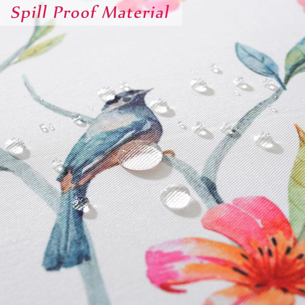 SASTYBALE Spring Summer Tablecloth for Rectangle Tables, Vibrant Floral Table Cloth with Birds & Branches, Stain Resistant Table Cover for Spring Summer Picnic Outdoor Decor (Rectangle, 52" x 70")