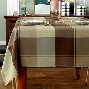SASTYBALE Rectangle Tablecloth Checkered Style Polyester Table Cloth Spillproof Heavy Weight Table Cover for Kitchen Dinning Tabletop (Rectangle/Oblong, 52" x 70" (4-6 Seats), Red)