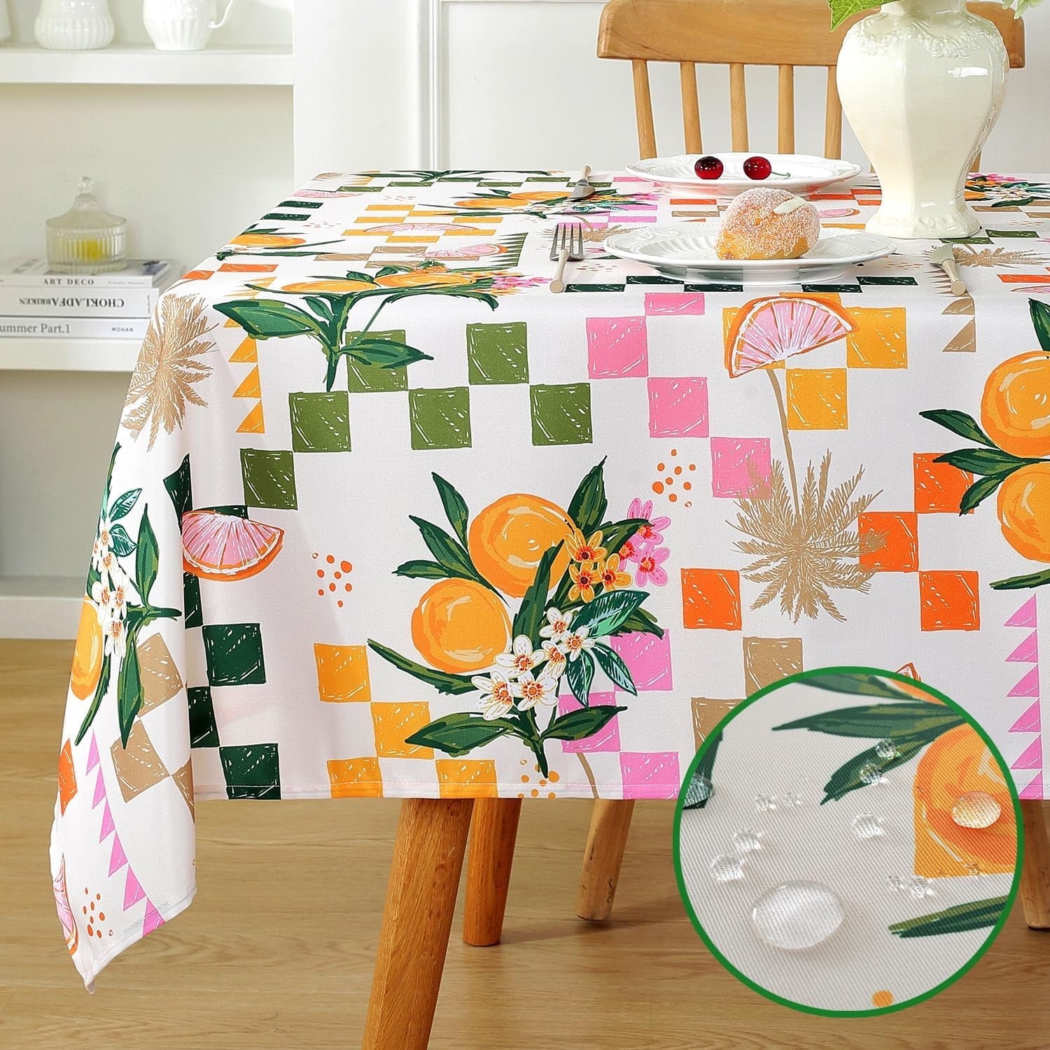 Summer Tablecloths Rectangle 52x70 Inch, Washable Reusable Lemon Tropical Hawiian Table Cloth, Spill Proof Hawaii Fabric Decoration for Luau Picnic Beach Party Outdoor