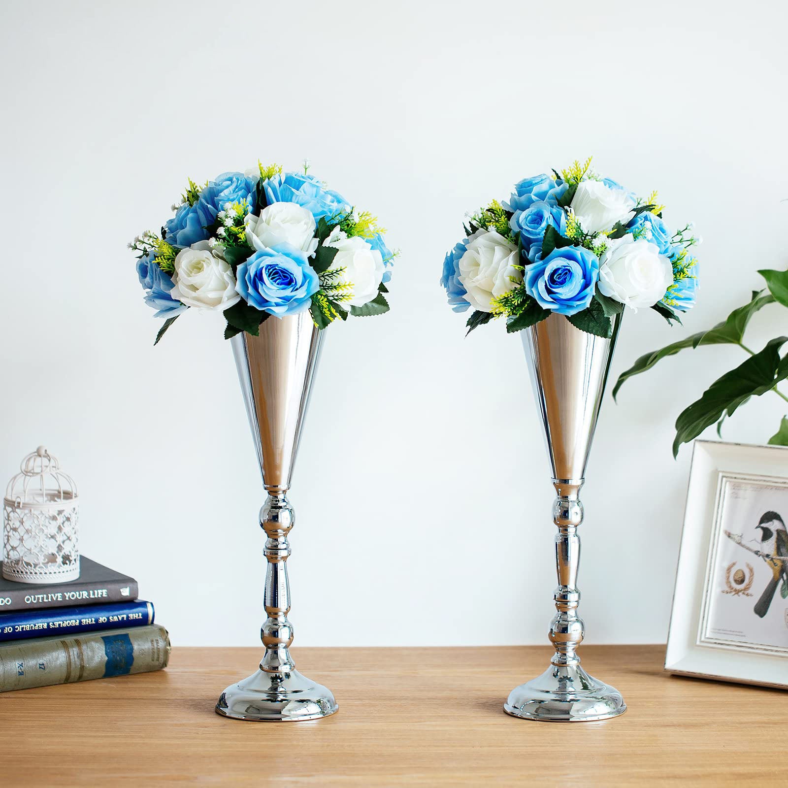 Tabletop Metal Wedding Flower Vase Table Decorative Centerpiece(Artificial flower are not included.)