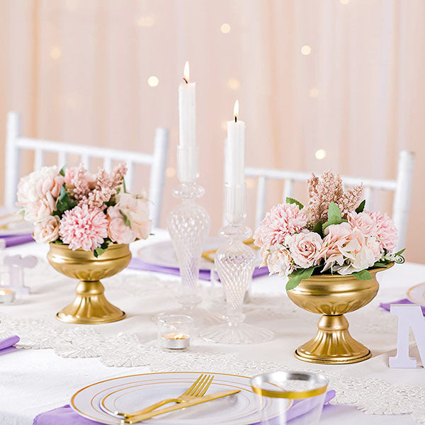 2PCS Mini Sized Metal Urn Planter Elegant Wedding Centerpieces Vase for Wedding Party Decoration