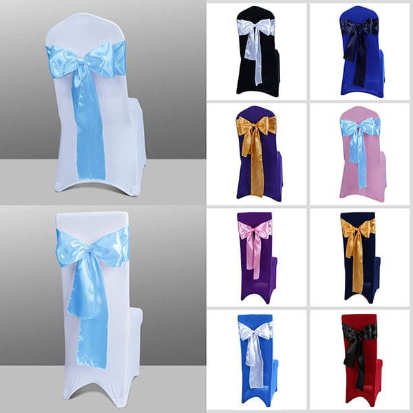 Satin Chair Sashes Ties - Chair Ribbons Bows for Wedding Banquet Party Events Decoration