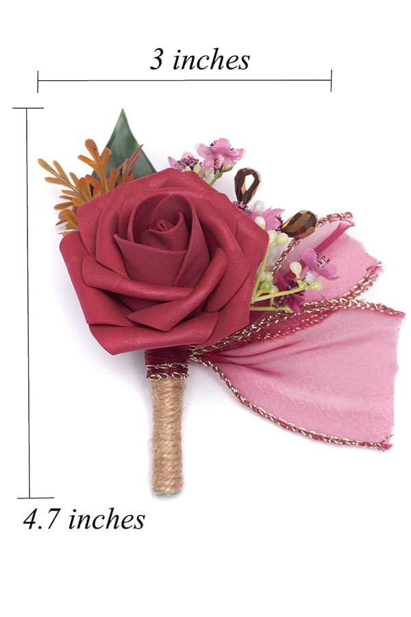 Rose Boutonniere for Men Wedding Set Boutineer for Groom Groomsmen Best Man Wedding Prom Buttonhole Flower with Pins