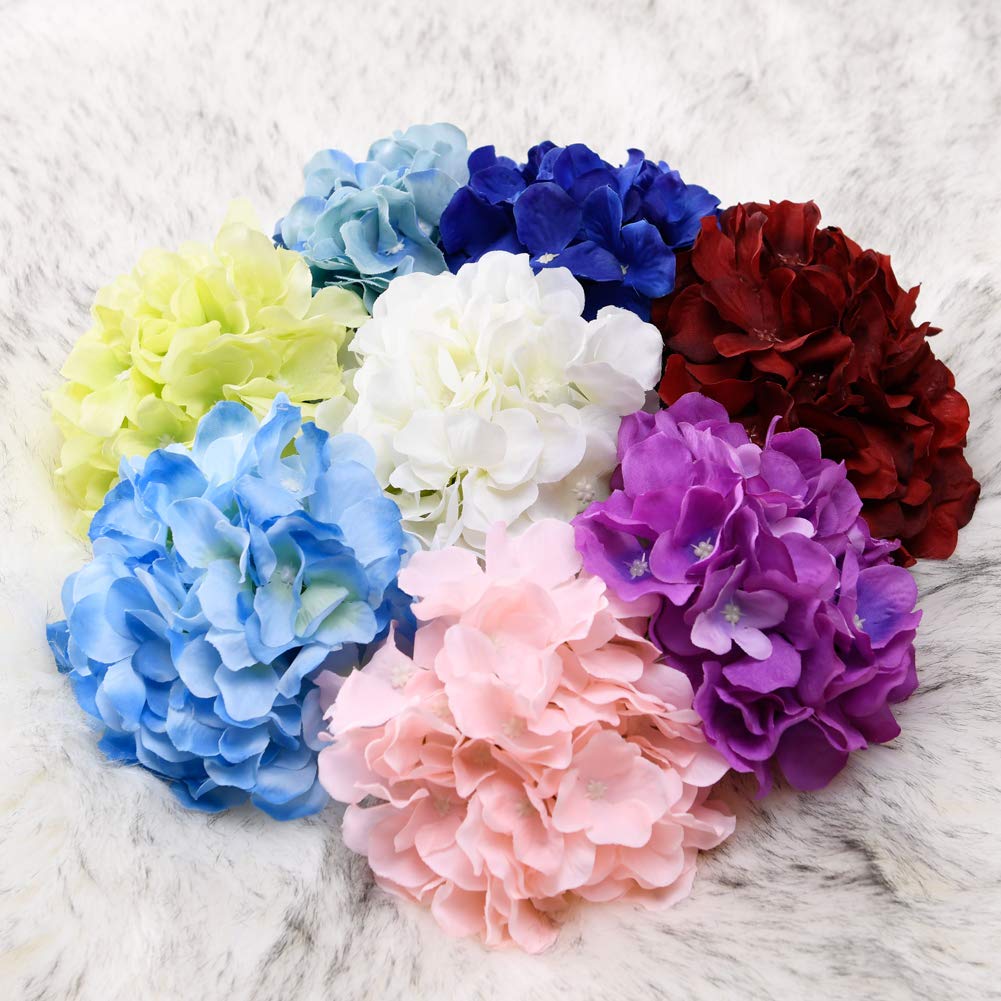 Hydrangea Artificial Flowers Pack of 10 Full Hydrangea Flowers With Stems for Wedding Home Party Shop