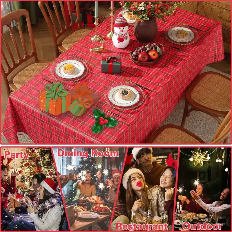 Christmas Tablecloths, Vinyl Tablecloth with Flannel Backing 08