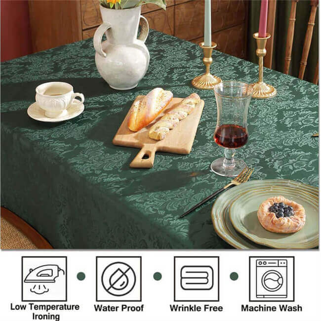 Dark Green Jacquard Rectangle Tablecloths - SASTYBALE
