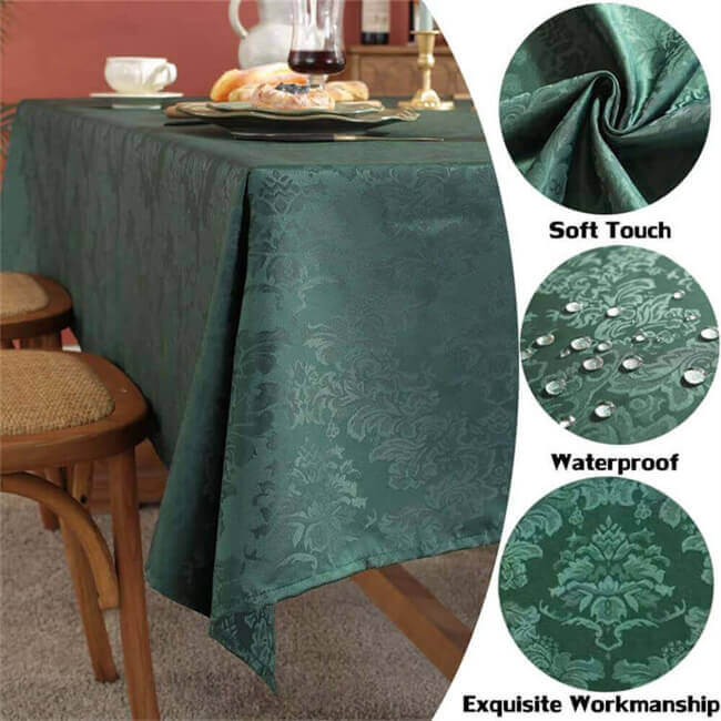 Dark Green Rectangle Tablecloths Detail - SASTYBALE