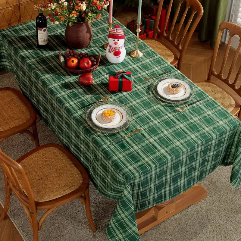 Green Rectangular Holiday Tablecloth