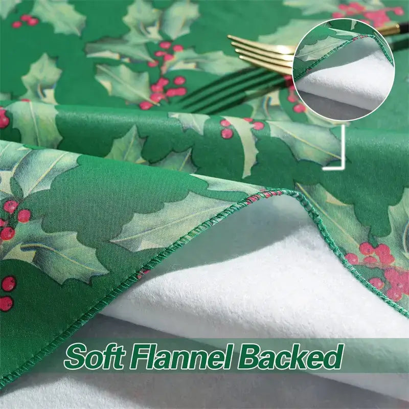 Green Heavy Duty Vinyl Tablecloth With Flannel Backing