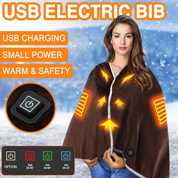 Coral Fleece Wearable Electric Blankets Winter USB Charging Heating Shawl Blankets