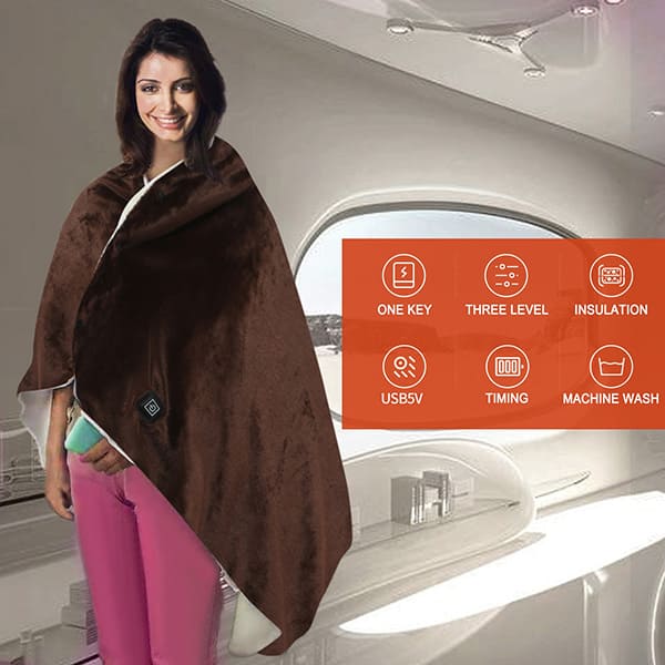 Coral Fleece Wearable Electric Blankets Winter USB Charging Heating Shawl Blankets