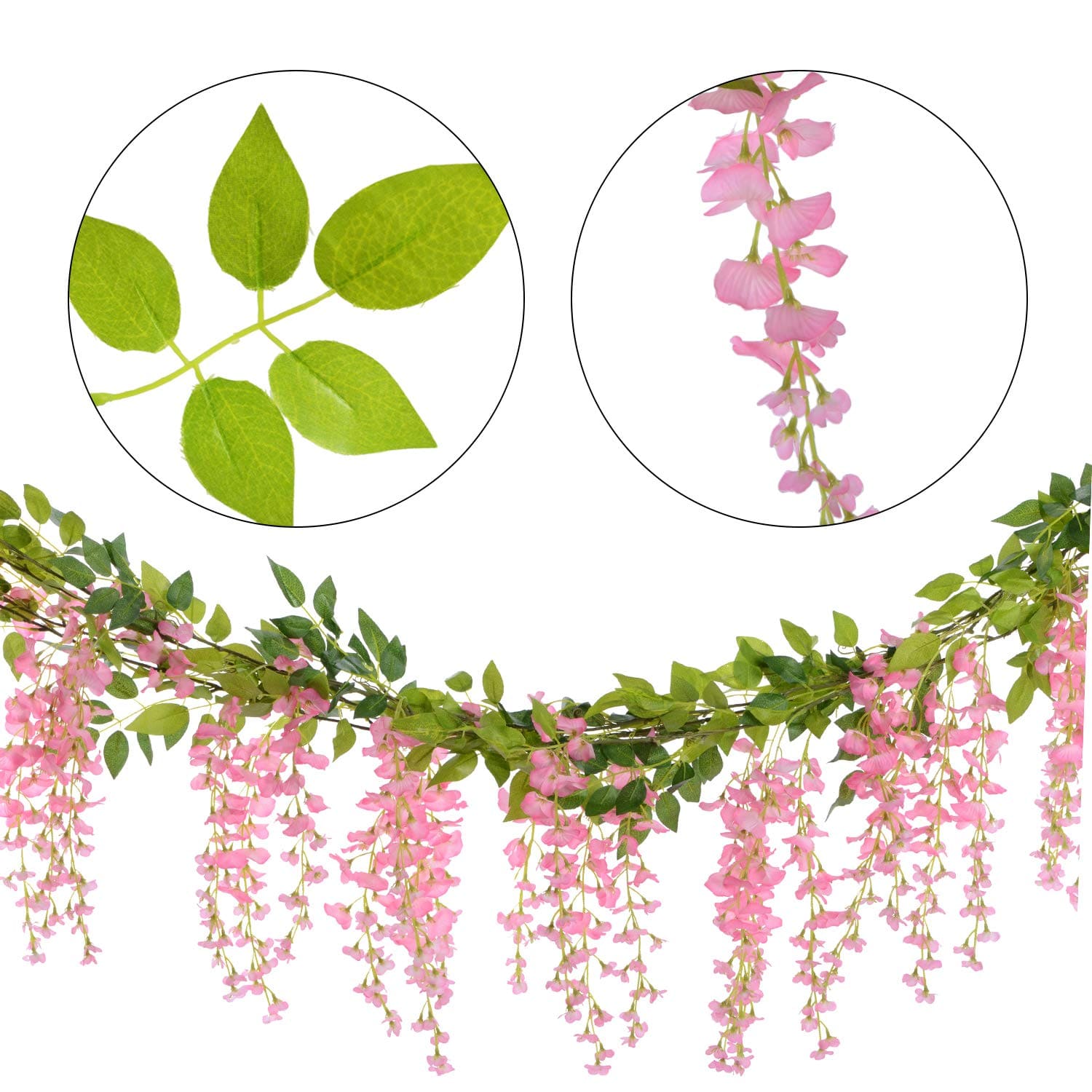 Wisteria Artificial Flowers Garland 4Pcs Total 28.8ft