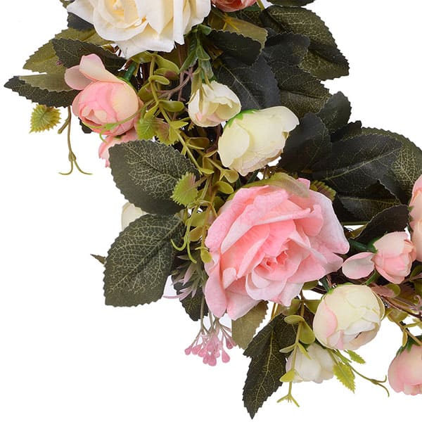 Artificial Rose Flower Wreath - Door Wreath 13 Inch Fake Rose Spring Wreath