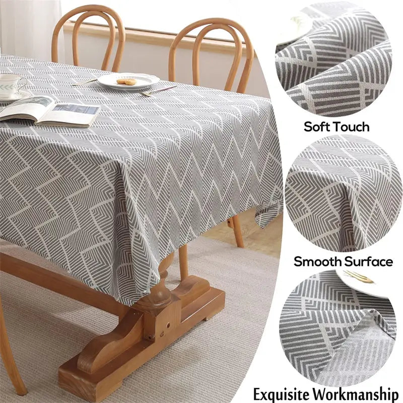 Rectangle Rustic Cotton Linen Tablecloth soft material