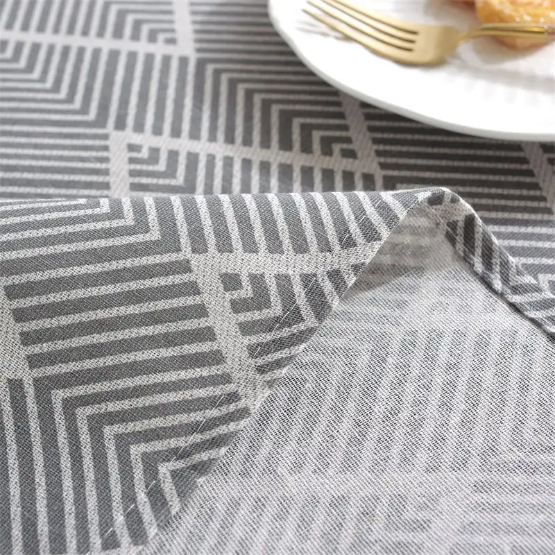 Rectangle Rustic Cotton Linen Tablecloth back