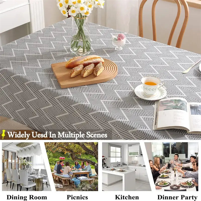 Rectangle Rustic Cotton Linen Tablecloth widely used