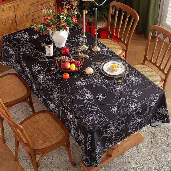 SASTYBALE Black Spider Web Tablecloth