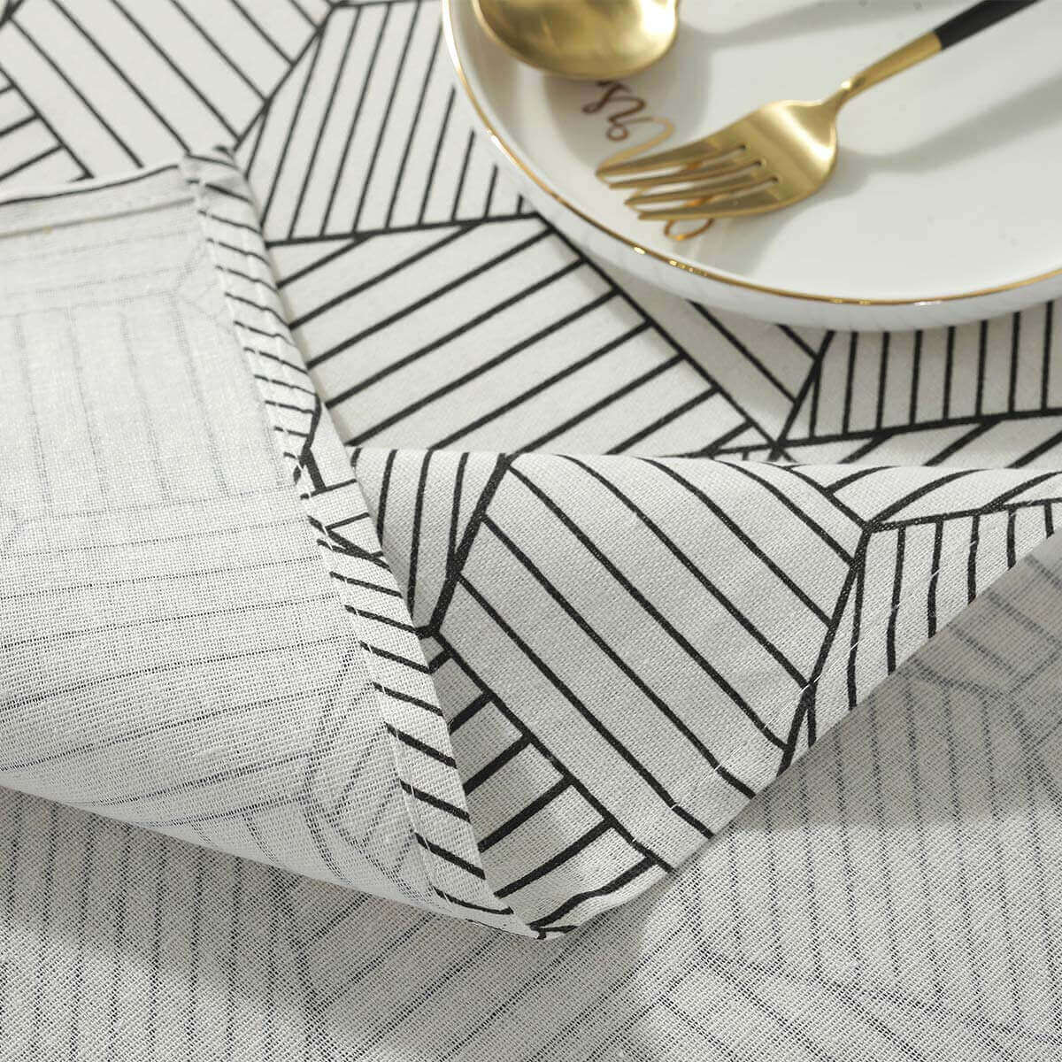 SASTYBALE Geometric Style white linen Rectangle Tablecloths