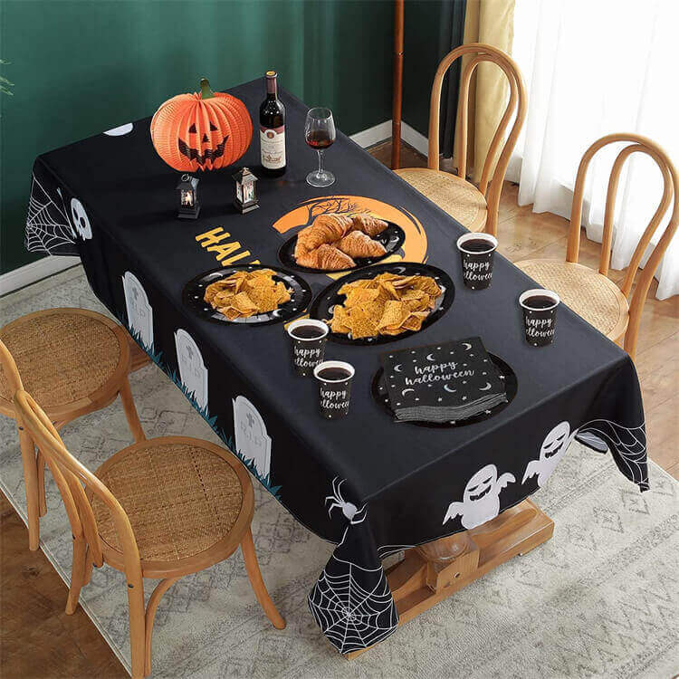 SASTYBALE Halloween Print Spider Web Rectangle Tablecloth