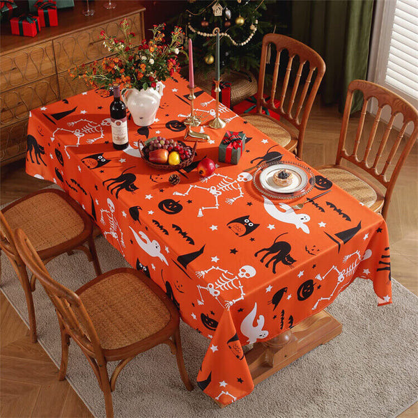 SASTYBALE Orange Halloween Tablecloth for Rectangle Tables