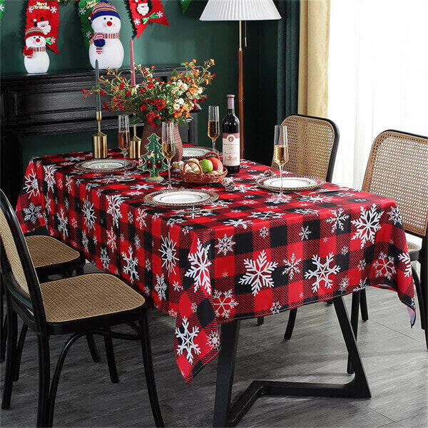 SASTYBALE Rectangle Christmas Table Cover with Snowflake Decorations