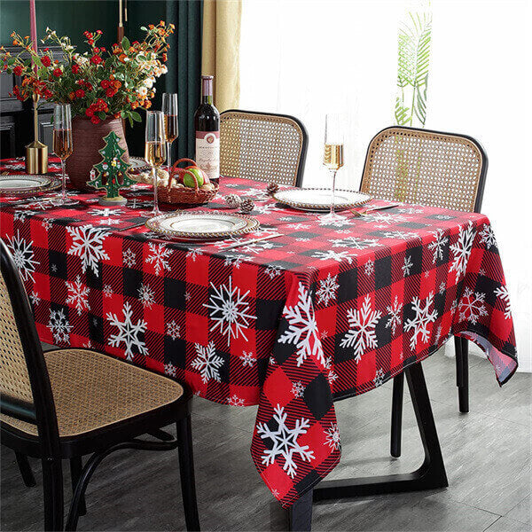SASTYBALE Rectangle Christmas Tablecloth with Snowflake Decorations