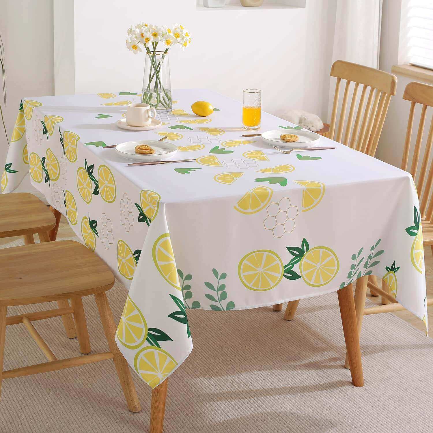SASTYBALE Summer Table Cloth with Lemons Pattern