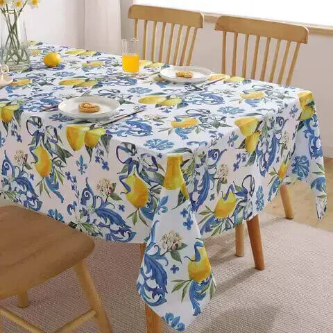 Lemon Tablecloth Wholesale, Wrinkle Resistant Summer Table Cover