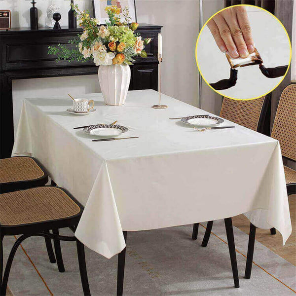 SASTYBALE Vinyl Tablecloth with Flannel Backing Off White