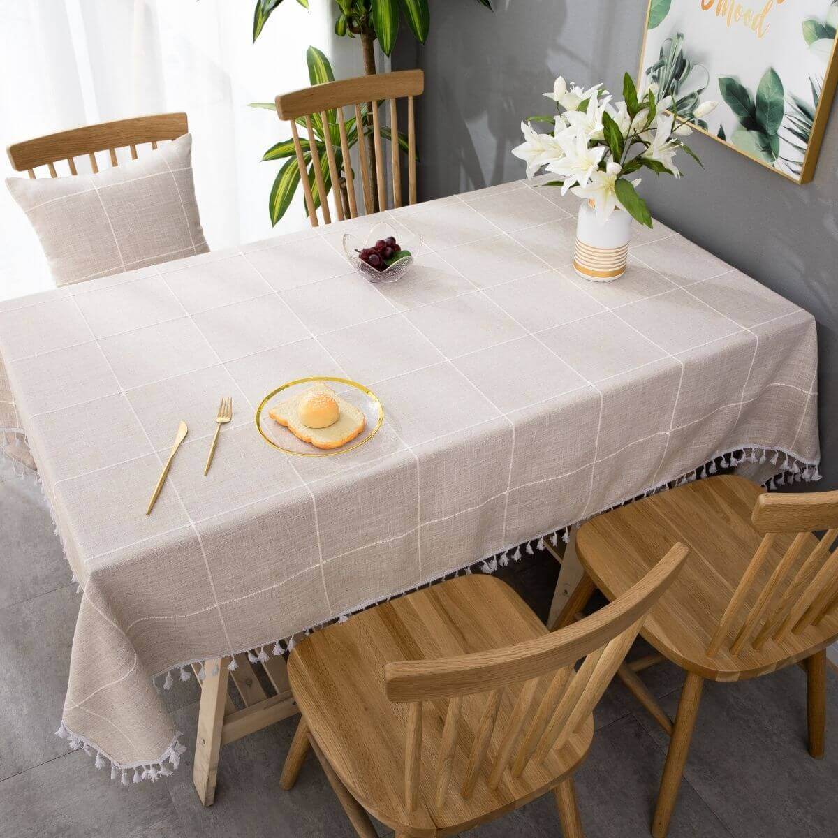 SASTYBALE beige linen tablecloth