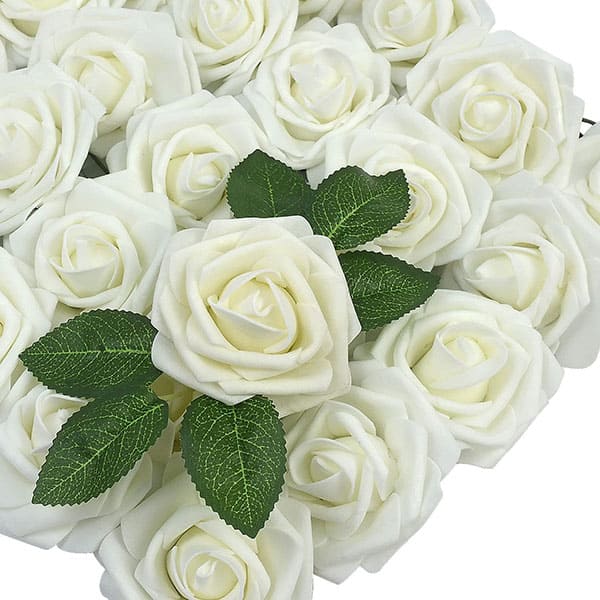 50 Pcs Roses Artificial Flowers With Stem