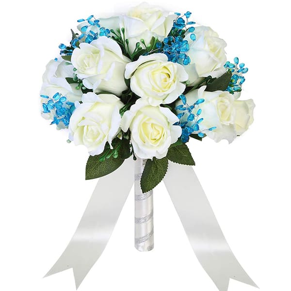 Wedding Bouquet Crystal Silk Roses Bridal Wedding Hand Bouquet Bridesmaid Holding Artificial Fake Flowers