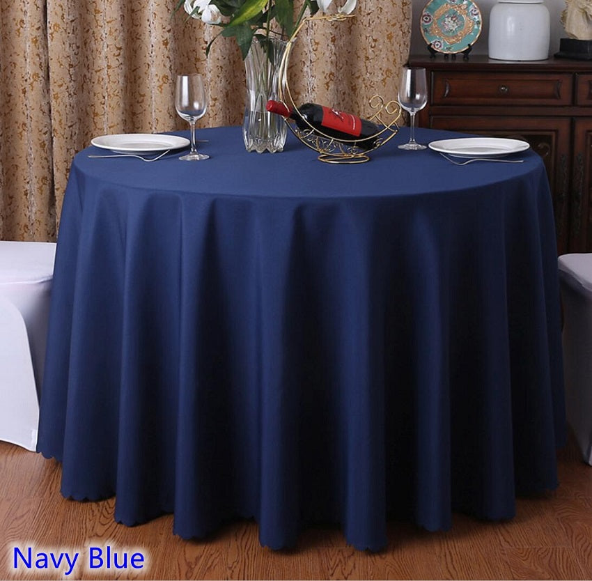 Polyester Tablecloth Round Table Decoration Navy Blue