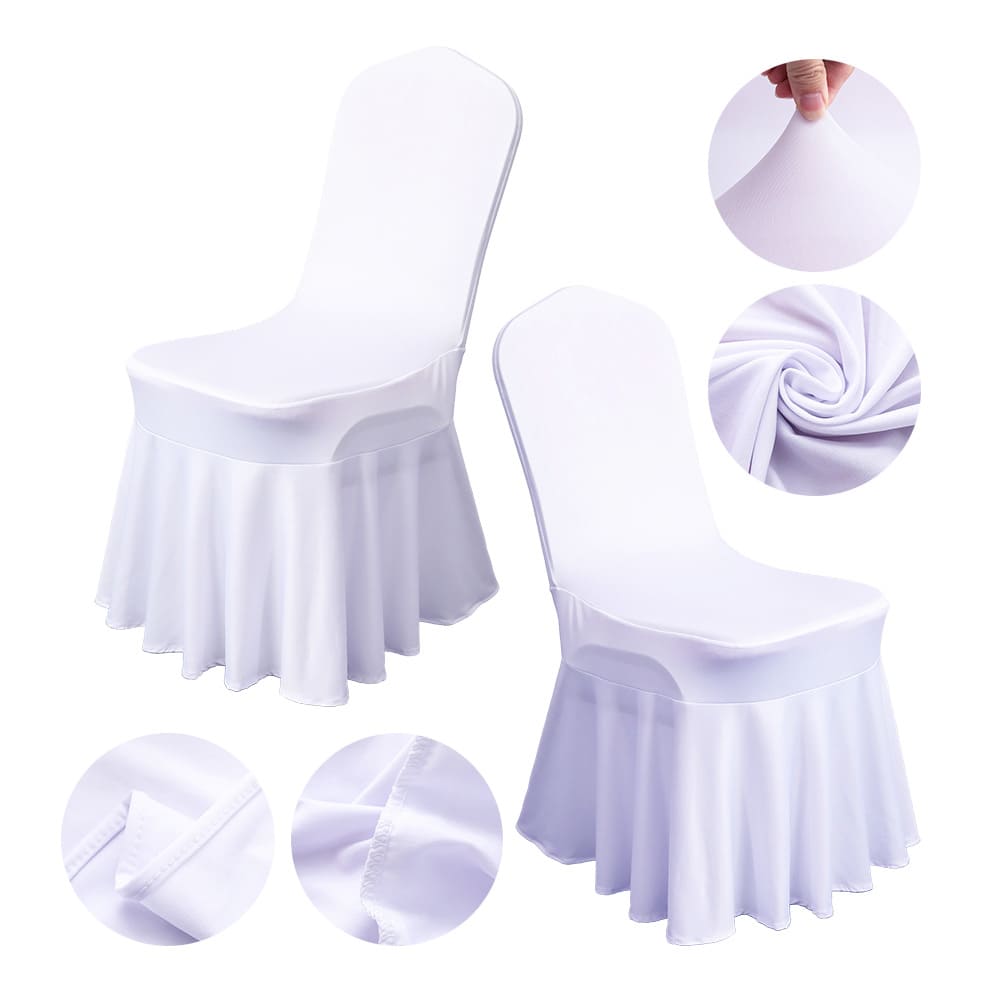Wedding Spandex Chair Cover With Skirt White