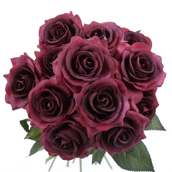 12Pcs Real Touch Roses Latex Silk Flowers