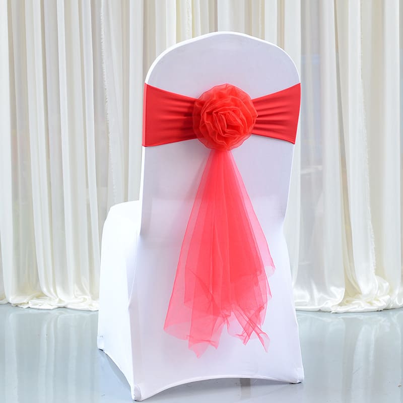 Taping Flower Decoration Elastic Chair Sashes
