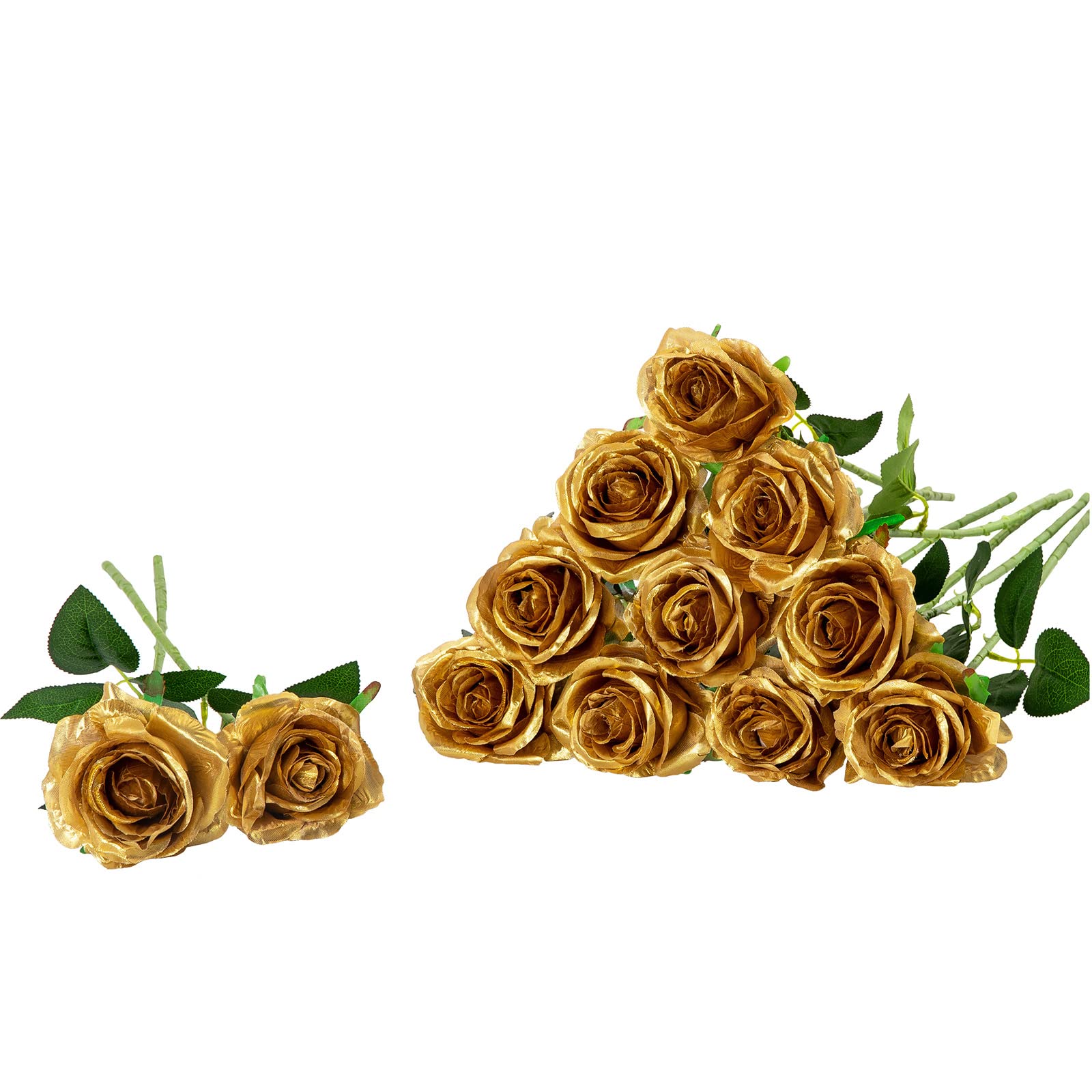 12 Pcs Artificial Roses Flowers Silk Flower Bouquet Fake Single Stem with Long Stem