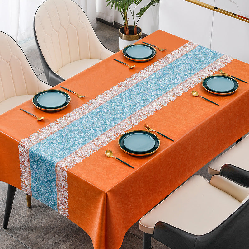 Gorgeous lace printed polyester rectangular tablecloth