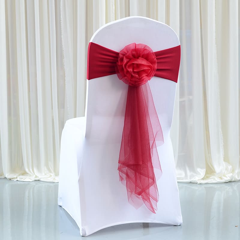 Taping Flower Decoration Elastic Chair Sashes