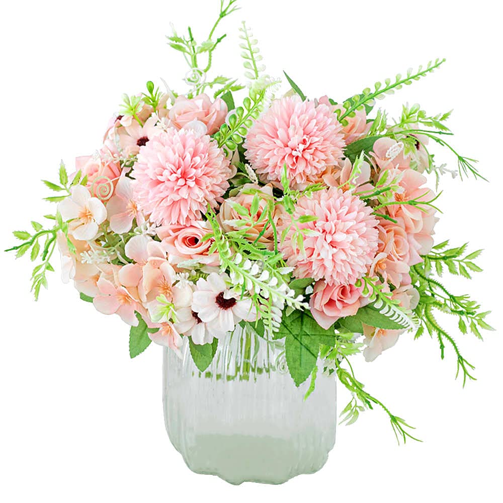 Artificial Flowers Fake Peony Silk Hydrangea Bouquet Decor Plastic Carnations