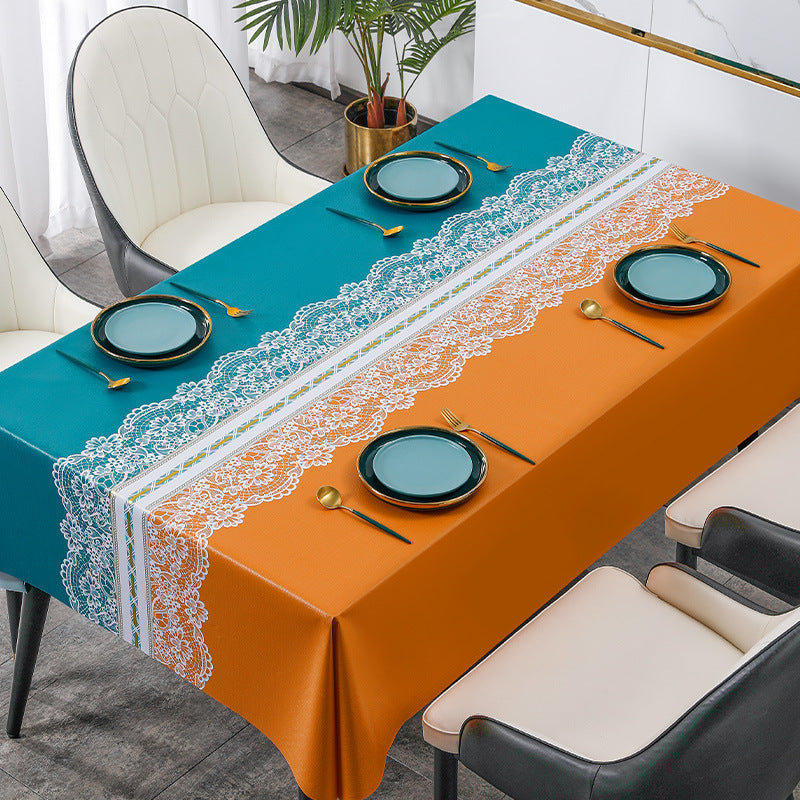 Gorgeous lace printed polyester rectangular tablecloth