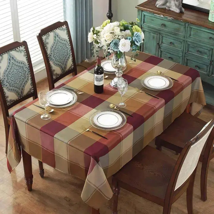 Sastybale Red Checkered Gingham Polyester Tablecloth