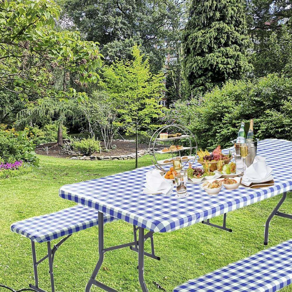 Sastybale Blue and White Fitted Vinyl Tablecloths  really picture