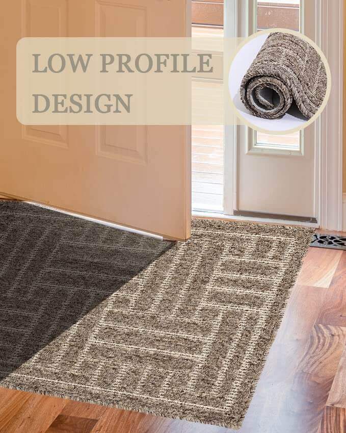 Sastybale Brown Outdoor Doormat for Front Door low profile design